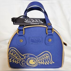 NWT VON DUTCH MINI CLASSIC 51 BOWLING BAG RARE COLOR COMBINATION BLUE/YELLOW
